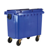 660L Green Wheelie Bin with Lockable Lid - 1200 x 1350 x 770