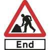 750mm Triangular Road Works End Roll-Up Sign with separate End plate
