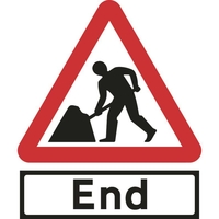 750mm Triangular Road Works End Roll-Up Sign with separate End plate