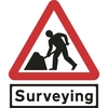 750mm Triangular Road Works Roll-up Sign with Surveying Supplementary Plate