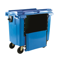 770L Grey Wheeled Bin With Drop Down Front - 1360 x 1350 x 770mm