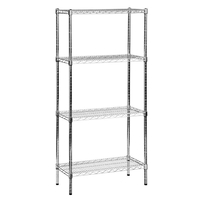 Chrome Wire Shelving with 4 Shelves - 1625 x 1370 x 610mm - Starter Bay
