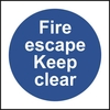 Fire Escape Keep Clear - Sign - PVC (100 x 100mm)
