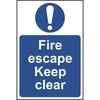 Fire escape Keep clear Sign - 1mm Rigid PVC Board - 600 x 400mm