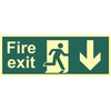 Fire Exit Man and Arrow Down Sign - Flexible Photoluminescent Vinyl - 150 x 400mm