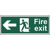 Fire exit (Man arrow left) - Self Adhesive Sticky Sign (400 x 150mm)