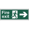 Fire exit (Man arrow right) - Self Adhesive Sticky Sign (400 x 150mm)