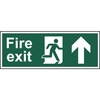 Fire exit (Man arrow up) - Self Adhesive Sticky Sign (400 x 150mm)