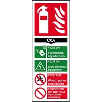 Fire extinguisher: CO2 - Sign - 1mm Thick Rigid PVC Board - 82 x 202mm