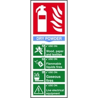 Fire extinguisher: Dry power Sign - Rigid 1mm PVC Board - 202 x 82mm