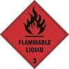 Flammable Liquid 3 - Self Adhesive Diamond Label - 200 x 200mm