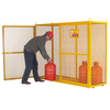 Galvanised Mobile Wire Mesh Secure Storage Cage with Yellow Doors - 700w x 880h