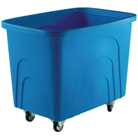Plastic Container Truck,  corner wheels,  400L,  Red,  with lid and handle,  Polypropylene