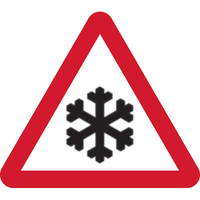 Risk of Snow & Ice Triangular Temporary Road Sign & Frame - 600mm