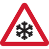 Risk of Snow & Ice Triangular Temporary Road Sign & Frame - 750mm