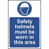 Safety Helmets Must Be Worn In This Area Sign - 1mm Rigid PVC Board - 300 x 200mm