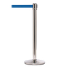 Satin Steel Belt Barrier Post with 3.4m Black Belt