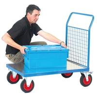 Single Mesh End Galvanised Base Platform Trolley 1200 x 800