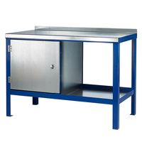 Steel Top Heavy-Duty Workbench with Cupboard & Bottom Shelf - 1000kg UDL - 840 x 1200 x 600mm
