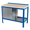Wood Top Heavy-Duty Workbench with Cupboard & Bottom Shelf - 1000kg UDL - 840 x 2000 x 750mm