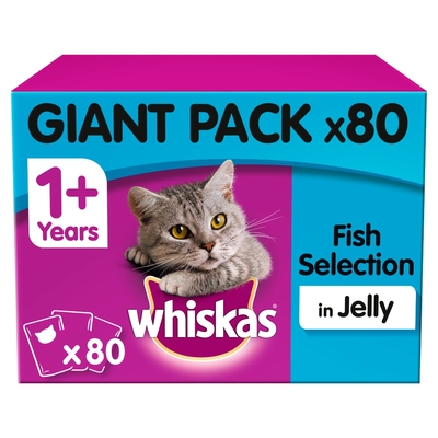 Whiskas 1+ Fish Selection
Adult Cat Food Pouches 100g x
80 SAVER PACK