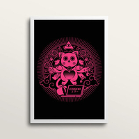 Cat God - Art Print (in medium A3 white frame)