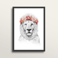 Festival Lion - Art Print (in large A2 black frame)