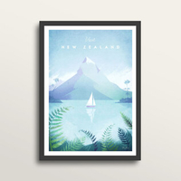 New Zealand - Art Print (in large A2 black frame)