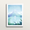 New Zealand - Art Print (in large A2 white frame)