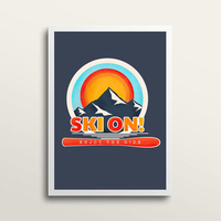 Ski On - Art Print (in large A2 white frame)