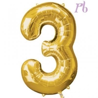Gold Number Three Foil Balloon