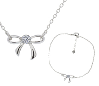 Bow Pendant and Bracelet,  Made with Swarovski Elements