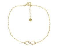Infinity Anklet in 14K Gold Plating,  Made with Swarovski Elements