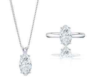Marquise Pendant and Ring (Ring Size: Small),  Made with Swarovski Elements