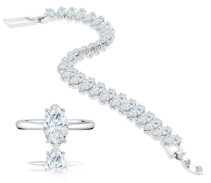 Marquise Ring and Bracelet (Ring Size: Medium),  Made with Swarovski Elements