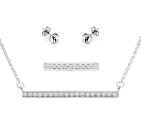 Pavé Pendant & Ring (Large) with Solo Studs,  Made with Swarovski Elements