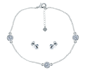 Trio Anklet and Solo Studs,  Made with Swarovski Elements