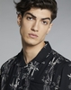 Bellfield Senegal Bamboo Print Mens Shirt Black,  Extra Large