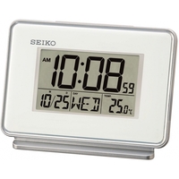 Seiko QHL068W LCD Dual Alarm Calendar Clock White