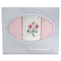 Ladies Cotton Handkerchiefs x 3 pink