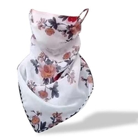 White With Floral Design Scarf Style Face Mask x 1