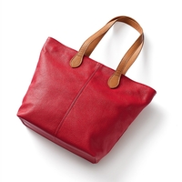 Around Town Geranium Leather Tote Bag