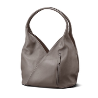 Mink Grey Tulip Leather Shoulder Bag