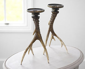 Antler Candle Holders (2) (Buy 2 and SAVE &163;20),  Brown,  Synthetic