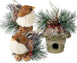 Sparrows and Bird House Decorations