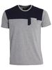 Egypt Mens Stylish Grey Crew Neck T-Shirt With Navy Quilted Upper Panel