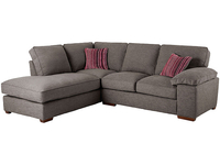 Adelphi Corner Sofa Right Facing in Aero Charcoal with Salsa Raspberry Scatters