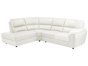 Cambridge Right Hand Facing Corner Sofa in Off White Leather