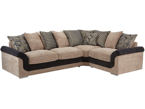 Chatsworth Corner Sofa Right Facing in Grace Taupe with Black Scatters