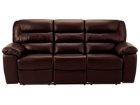 Devon Large Manual Sofa with 2 Recliners - Dark Tan Leather